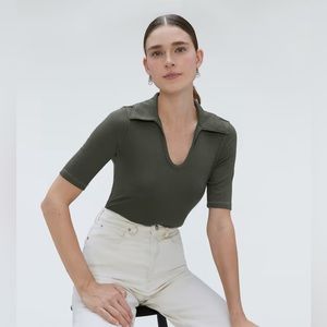 Everlane The Super-Soft Short Sleeve Polo XL Forest Green NWOT